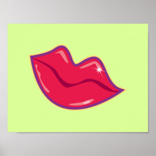 Cherry Red Läppar Poster