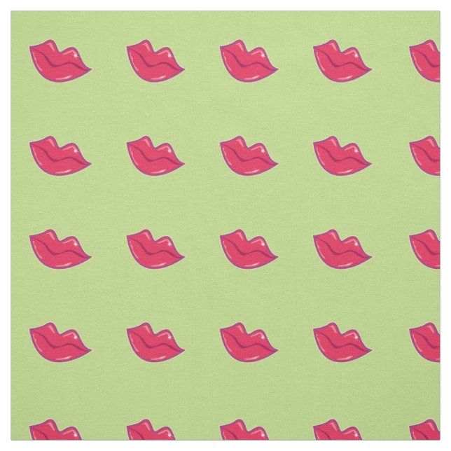 Cherry Red Läppar Tiled Mönster Tyg (Provkarta)