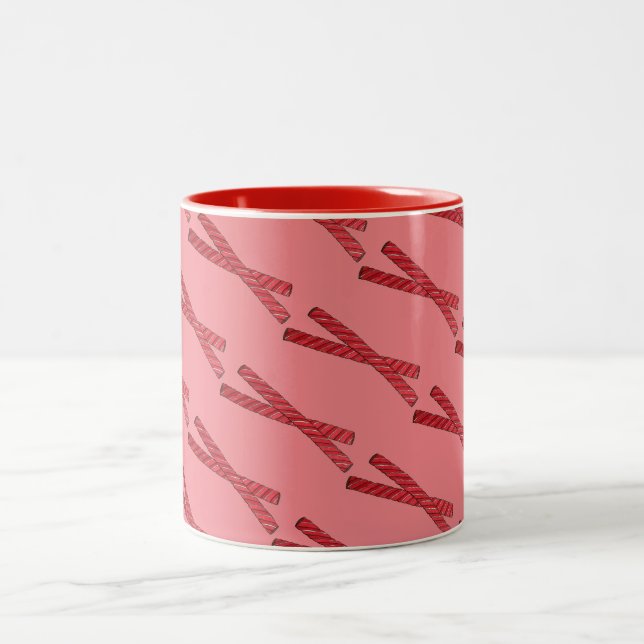 Cherry Red Licorice Whips Licorice Twist Candy Två-Tonad Mugg (Center)