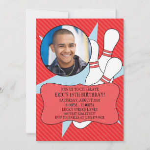 Cherry Red no time to Spare Bowling Party Photo Inbjudningar