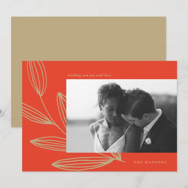 Cherry Red Sprout Photo Helgdag Card Julkort (Fram/baksida)