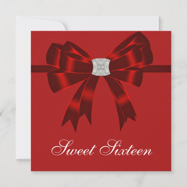 Cherry Red Sweet sixteen Födelsedagsfest Inbjudningar (Framsida)