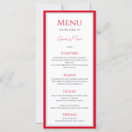 Cherry Red Traditional Simple Elegant bröllop Menu
