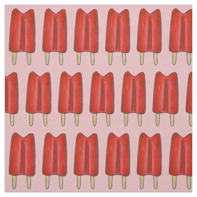 Cherry Red Twin Pop Popsicles Ice Lolly Lollies Tyg (Provkarta)