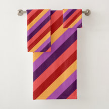 Cherry Red Violet Rand Bath Towel Set