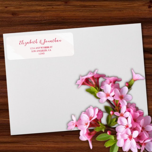 Cherry Red Wedding Returadress Etikett (Skapare uppladdad)