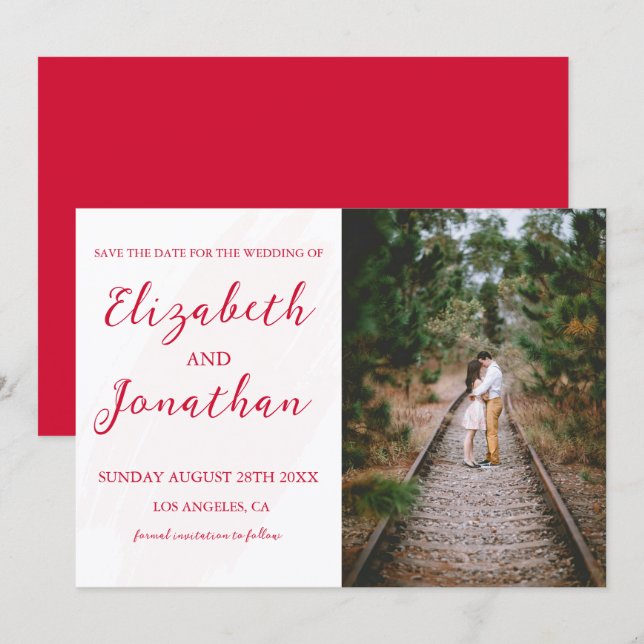 Cherry Red Wedding Spara Datumet (Fram/baksida)