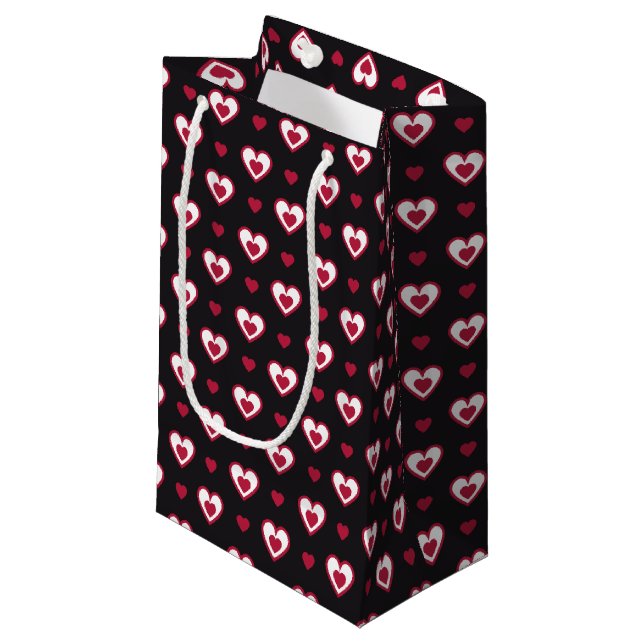 Cherry Red & White Dubbla Hearts Mönster Gift Bag (Framsidan Vinklad)