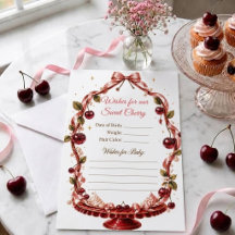 Cherry Ribbon Baby Shower Förutsägelse spel