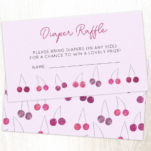 Cherry Rosa Baby Shower Diaper Raffle Tilläggskort