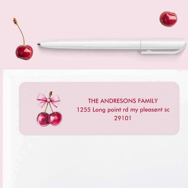 Cherry Rosa Birthday Returadress Etikett (Skapare uppladdad)