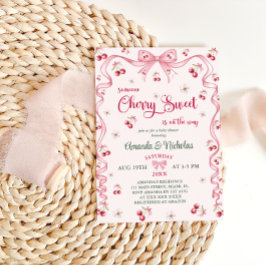 Cherry Rosa Blommigt Girl Baby Shower Inbjudningar