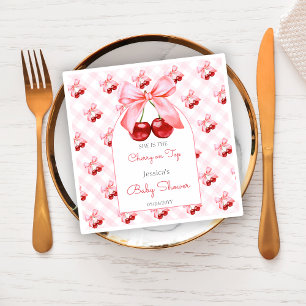 Cherry Rosa Bow Baby Shower Pappersservett