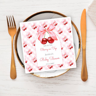 Cherry Rosa Bow Baby Shower Pappersservett