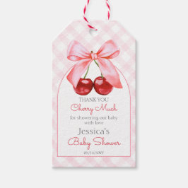 Cherry Rosa Bow Baby Shower Tack Presentetikett