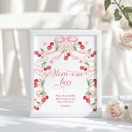 Cherry Rosa Bow Momosa pub babydusch Poster