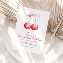 Cherry Rosa Bow-preppy första födelsedag