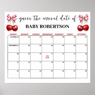 Cherry Rosa Coquette Baby gissar förfallodatumkale Poster