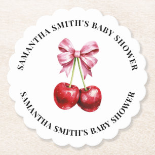 Cherry Rosa Coquette Baby Shower Underlägg Papper