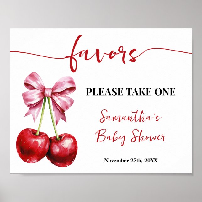 Cherry Rosa Coquette Favoriter Babyskylt Poster (Framsidan)