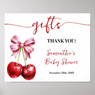 Cherry Rosa Coquette Gifts Baby Shower Sign Poster