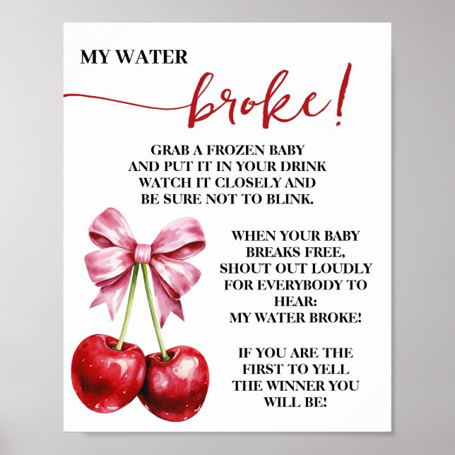 Cherry Rosa Coquette My Vatten Fattig Baby Shower Poster (Framsidan)