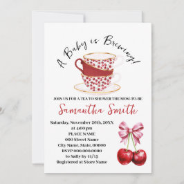 Cherry Rosa Coquette Tea Baby Shower Julkort