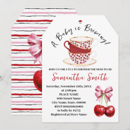 Cherry Rosa Coquette Tea Baby Shower Julkort
