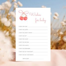 Cherry Rosa Ribbon Baby Shower Önskemål för Baby
