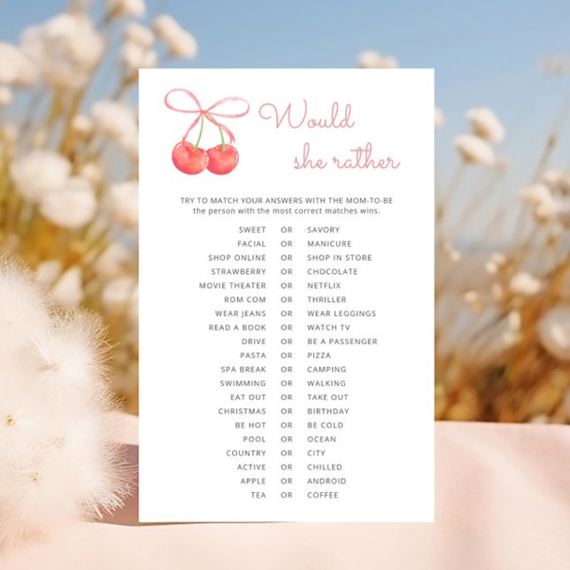 Cherry Rosa Ribbon Baby Shower, skulle hon hellre  (Skapare uppladdad)