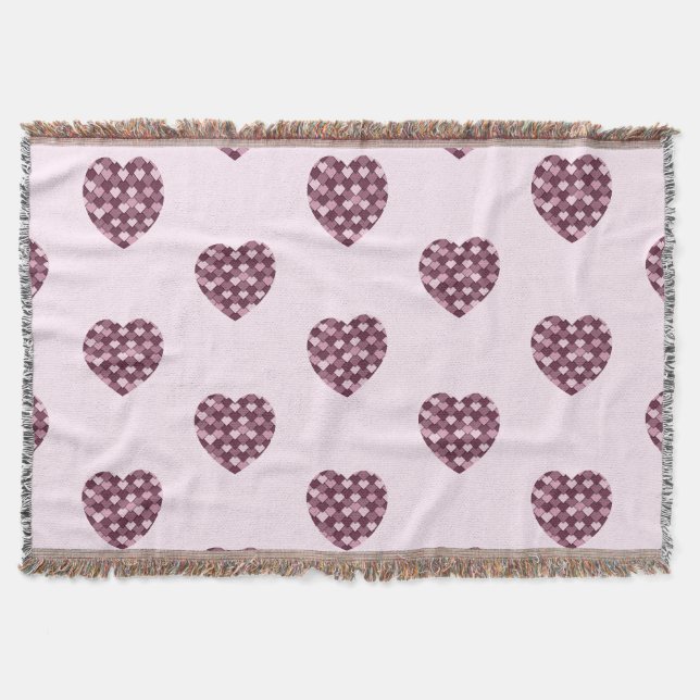 Cherry Rosa Square och Diamond Hjärtat Filt (Framsidan)