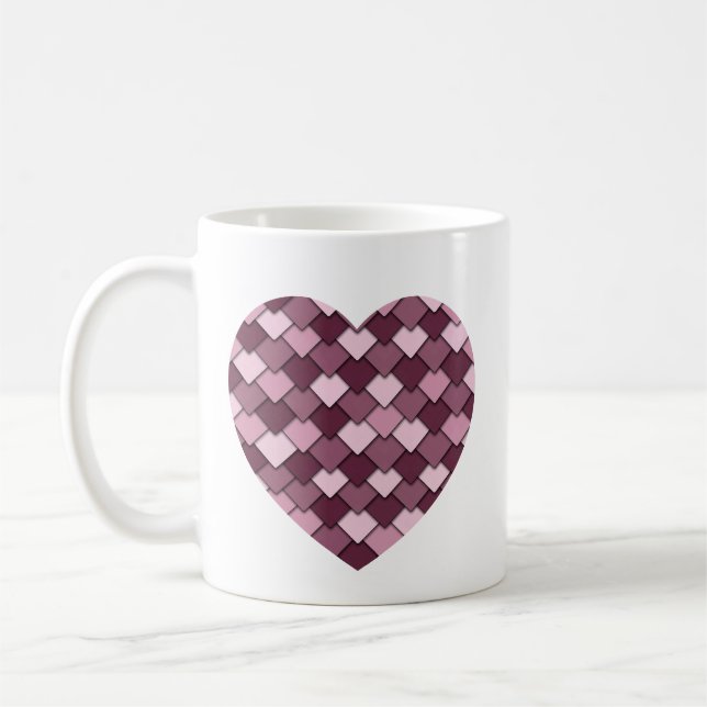Cherry Rosa Square och Diamond Hjärtat Kaffemugg (Vänster)
