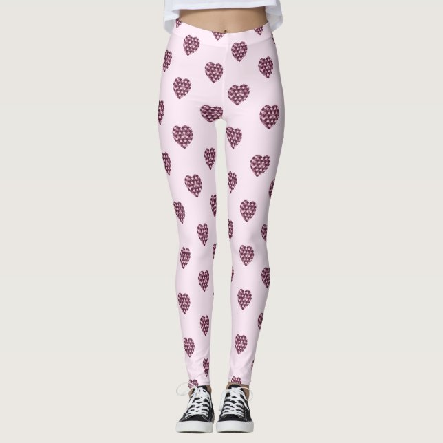 Cherry Rosa Square och Diamond Hjärtat Leggings (Framsida)