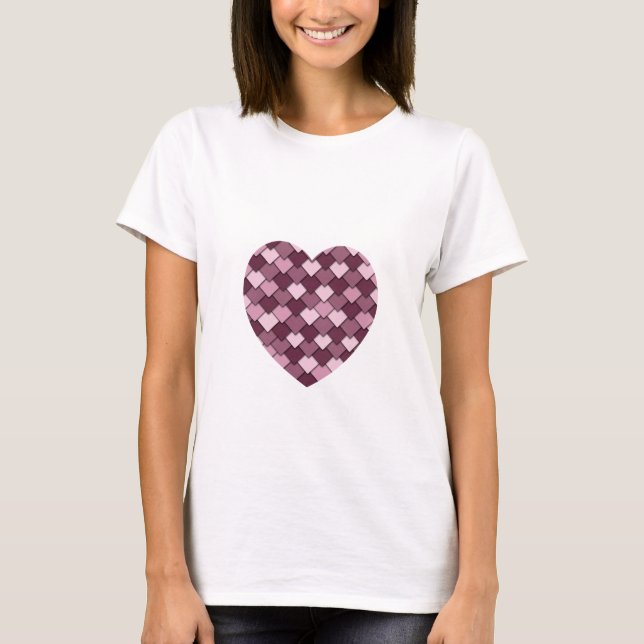 Cherry Rosa Square och Diamond Hjärtat T Shirt (Framsida)