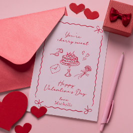 Cherry Rosa Valentine Day Card Julkort