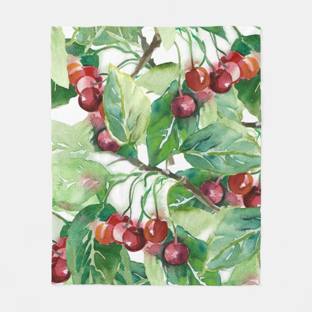 Cherry Seamless Mönster Fleecefilt (Framsidan)
