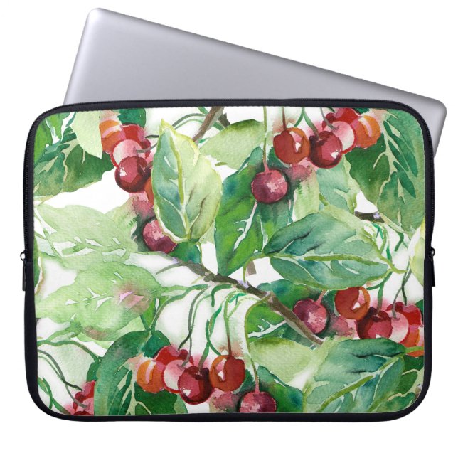Cherry Seamless Mönster Laptop Fodral (Framsidan)