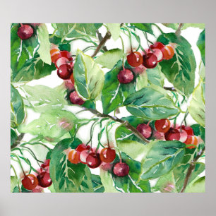 Cherry Seamless Mönster Poster