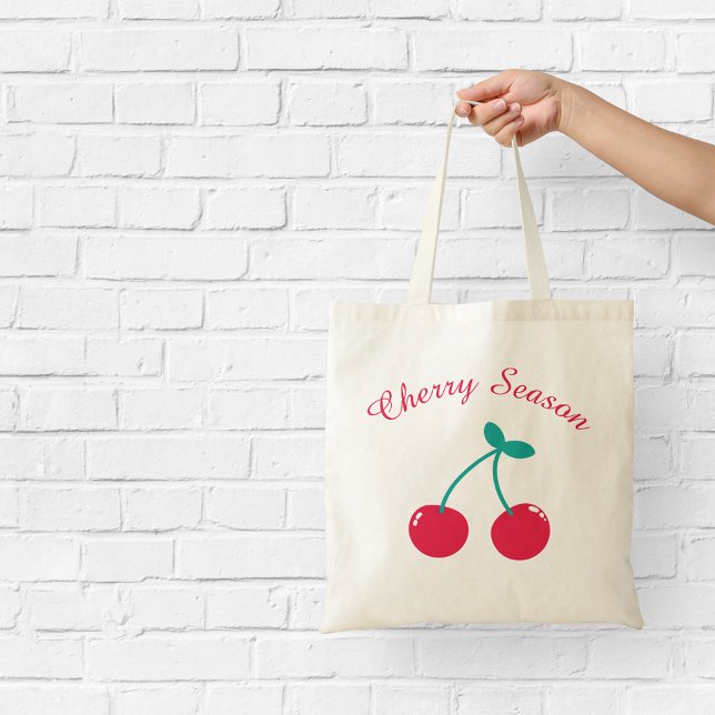 Cherry Season Cute Cherries Tote Bag Tygkasse (Skapare uppladdad)