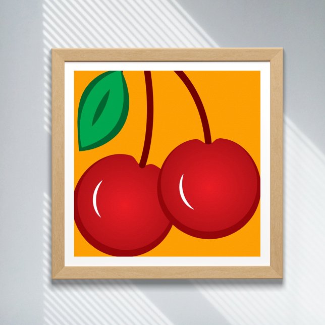 Cherry Simple Red Orange Modern Fruit Illustration Poster (Skapare uppladdad)