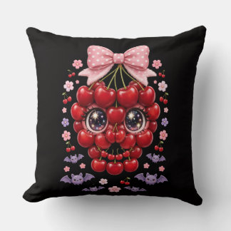 Cherry Skull Bow Kast Kudd Kawaii Halloween Dekora Kudde