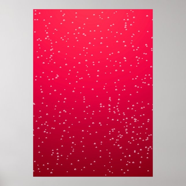 Cherry Soda med Tiny Bubbles Background Art Poster (Framsidan)