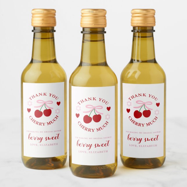 Cherry Söt Bröllopsfest Vinetikett (Flaskor)