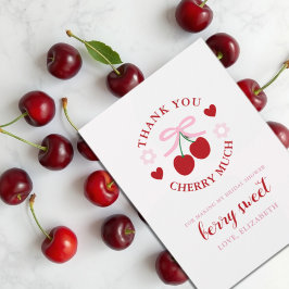 Cherry Sött Bröllopsdusch Tack Kort