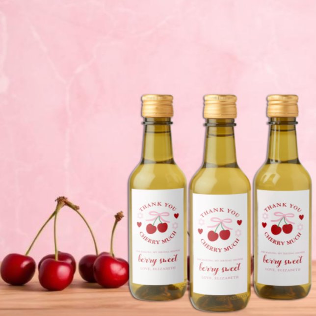 Cherry Sött Bröllopsdusch Vinetikett (Skapare uppladdad)