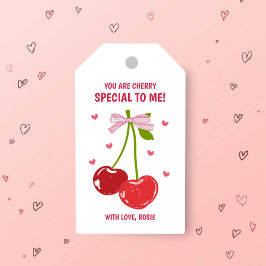 Cherry Special Valentine Gift Tag with Hearts Presentetikett