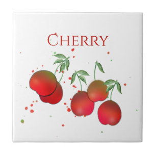 Cherry Stems Ceramic Tile, litet (4,25 x 4,25 tum) Kakelplatta