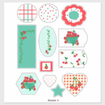 Cherry Stems, Play and Dots cut Vinyl Stickers