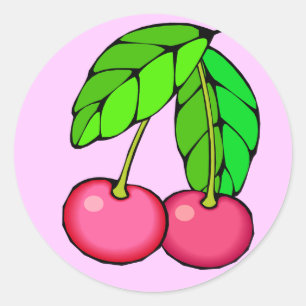 Cherry Sticker (ROSA) Runt Klistermärke