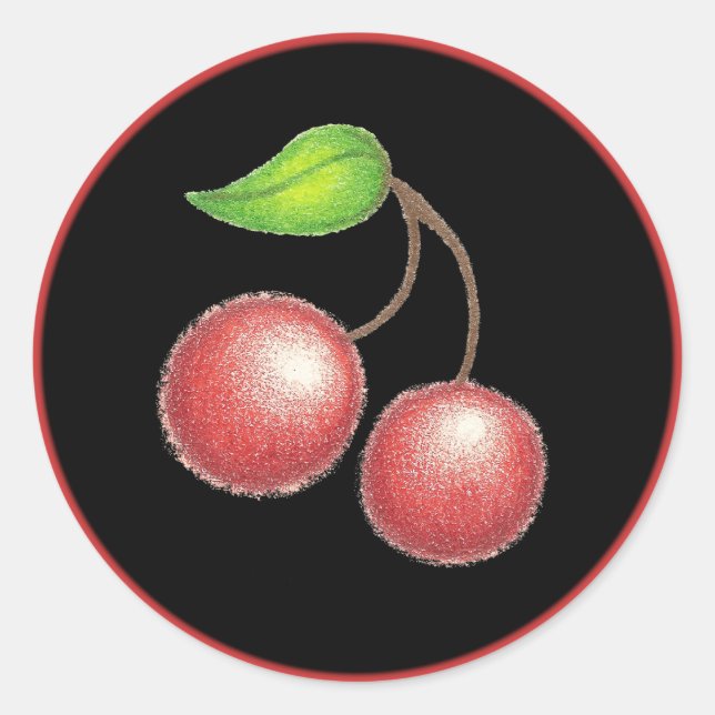 Cherry Sticker Runt Klistermärke (Framsida)